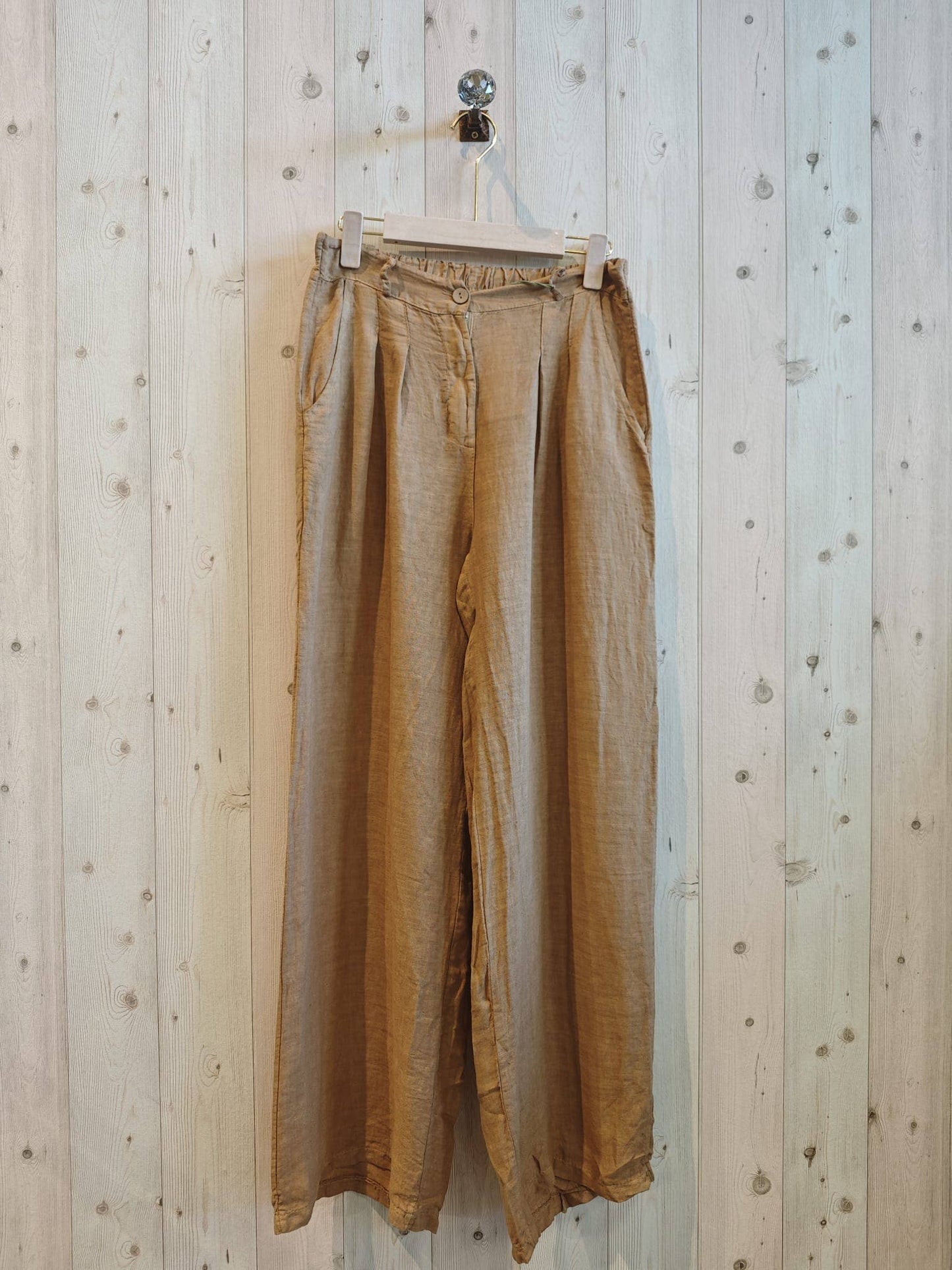 100% Linen Button Up Trousers: Rye