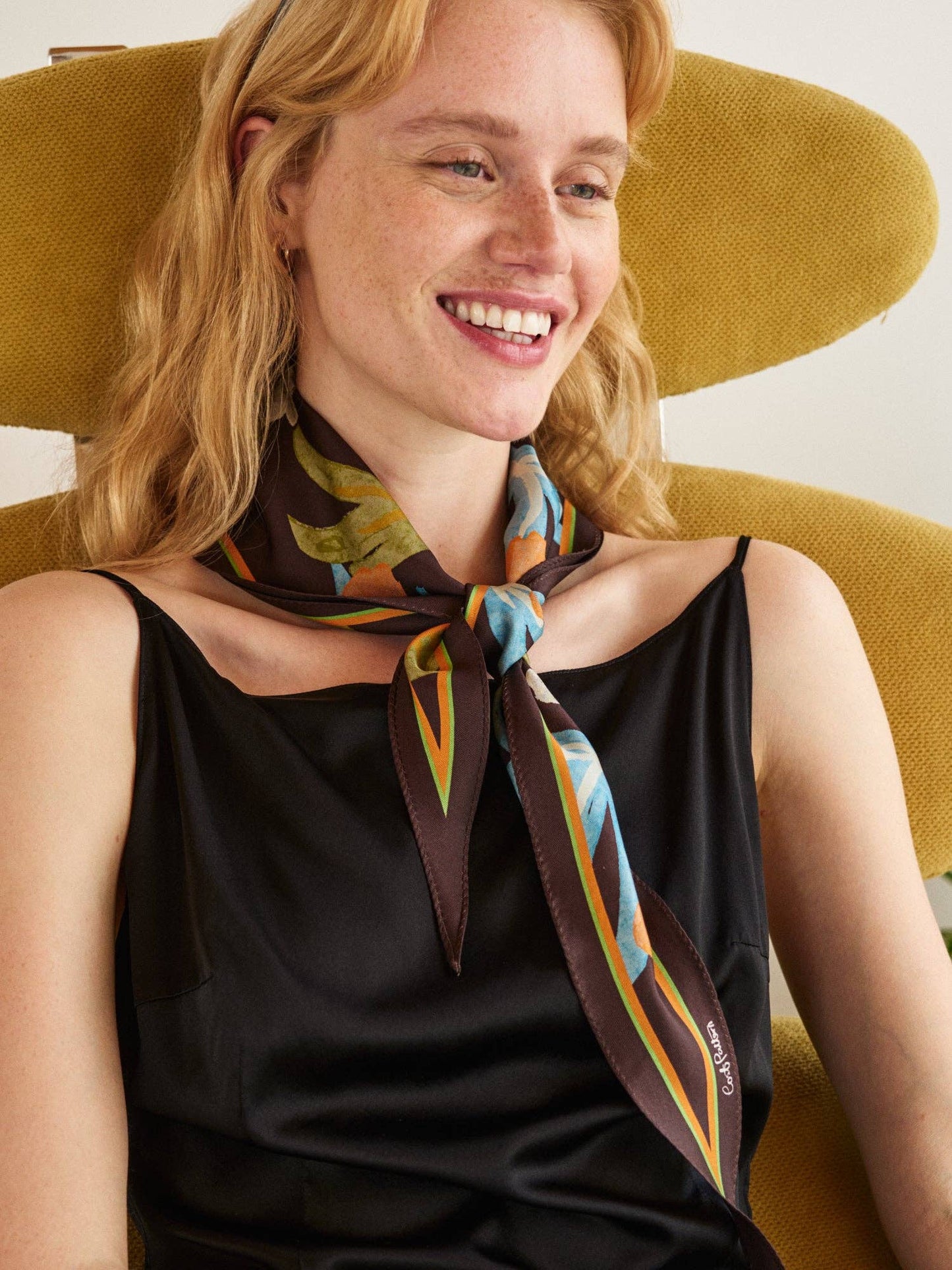 "Ethereal Mirage" Silk Diamond Neckerchief: Dark Brown
