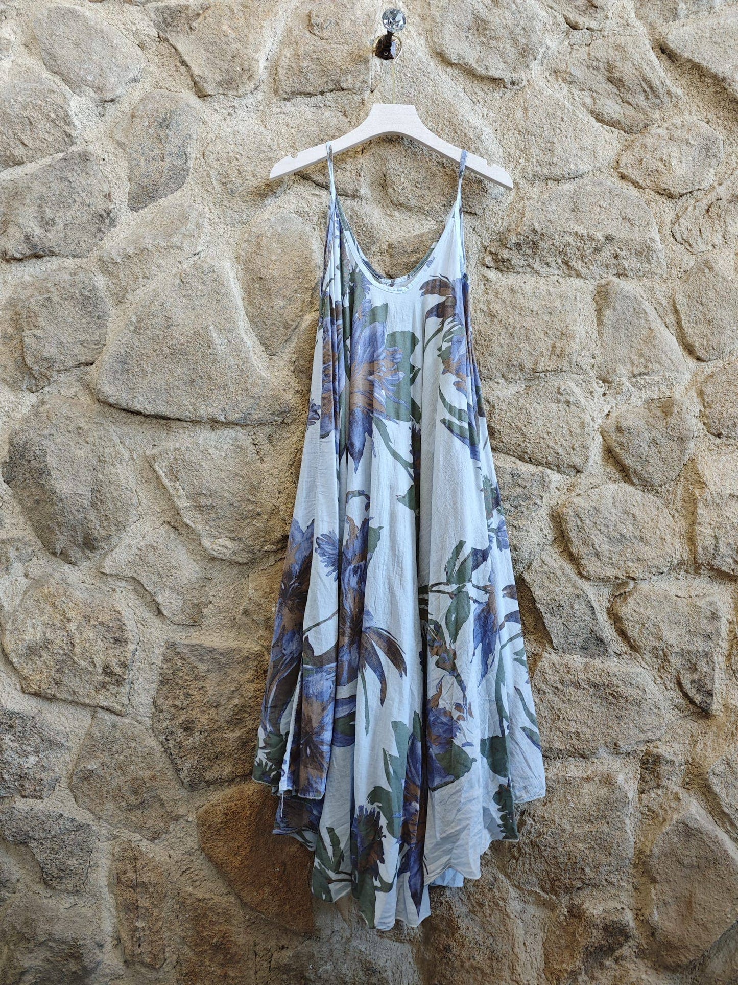 100% Linen Dress and Blouse Two-Piece Set: Delphinium