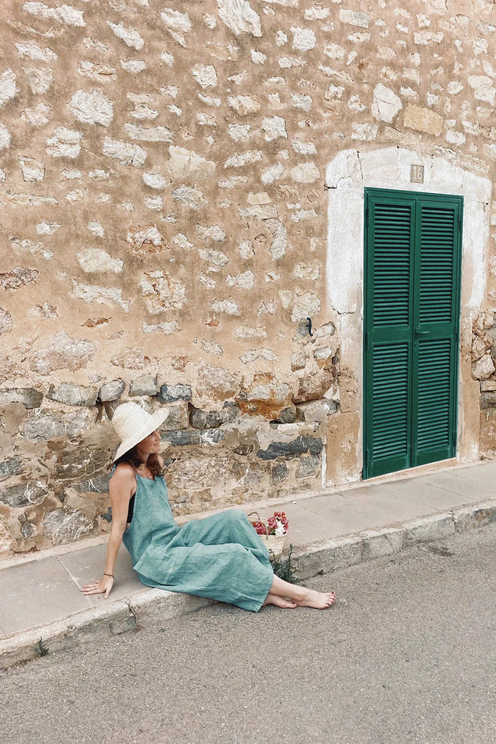 100% Linen Overalls: Sage