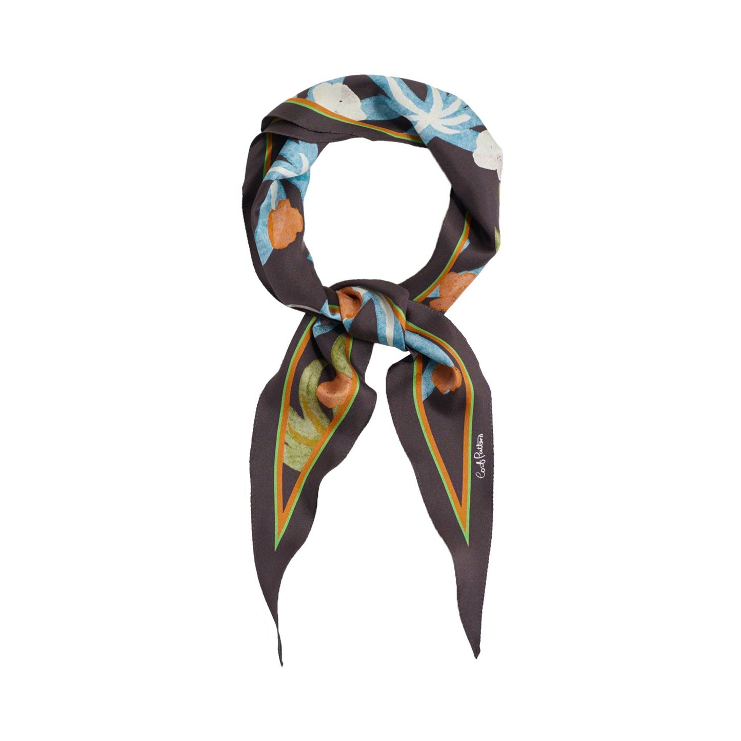 "Ethereal Mirage" Silk Diamond Neckerchief: Dark Brown