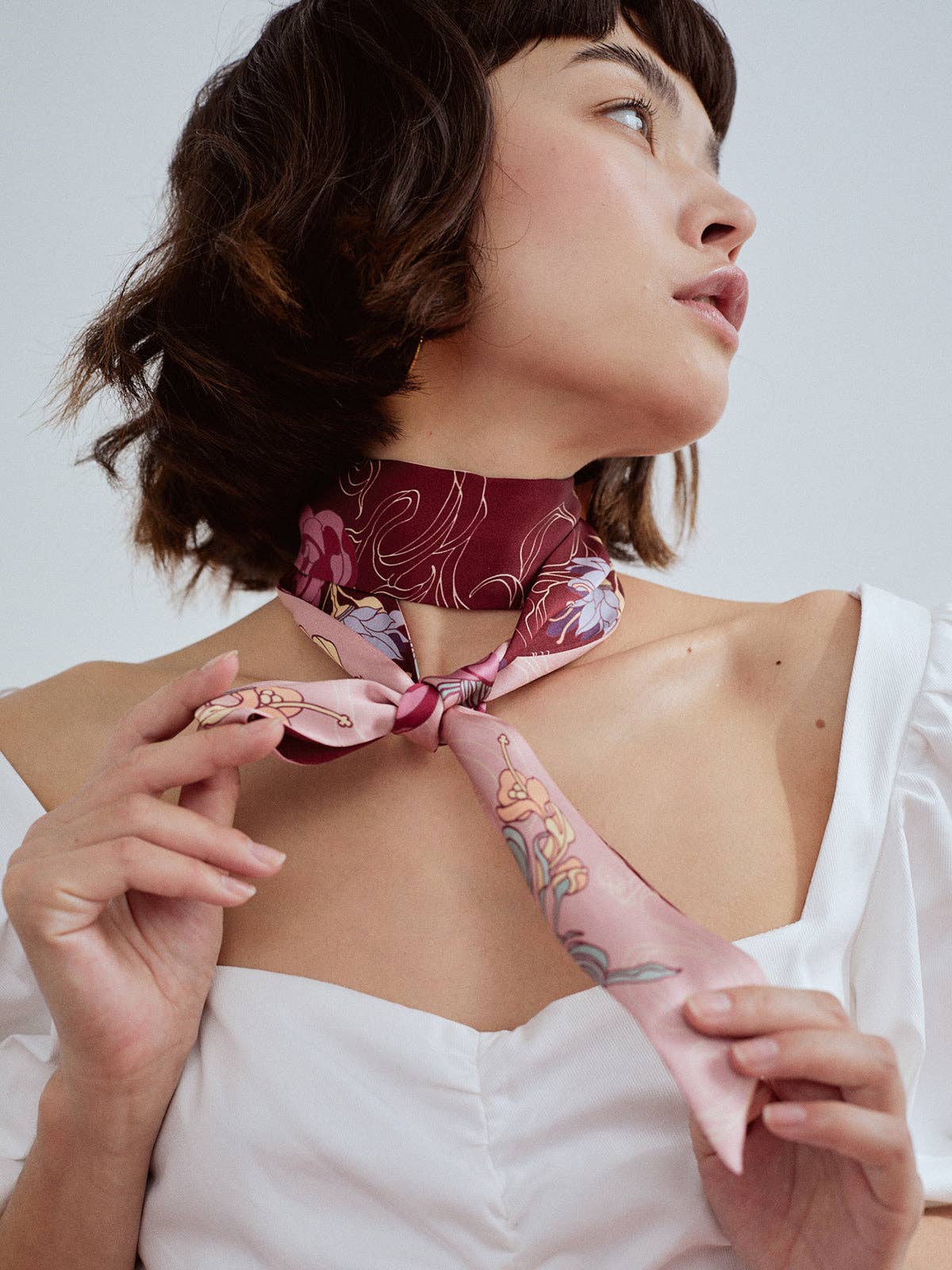 "Dream Hunter" Silk Skinny Scarf: Ruby Red