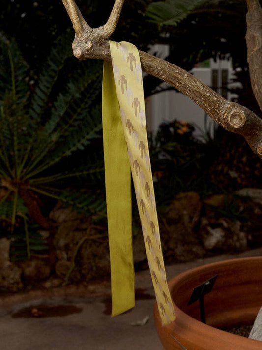 Lost Pattern x NYBG "Oasis Charms" Silk Skinny Scarf: Green