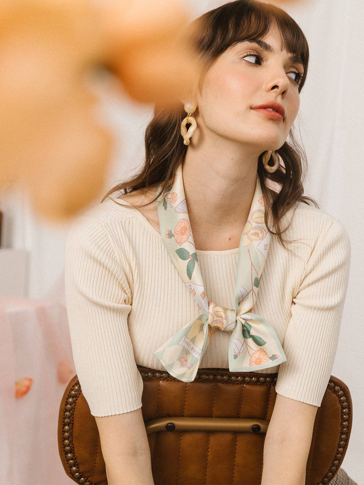 "Wonderland" Silk Twill Neck Bow: Pastel Green