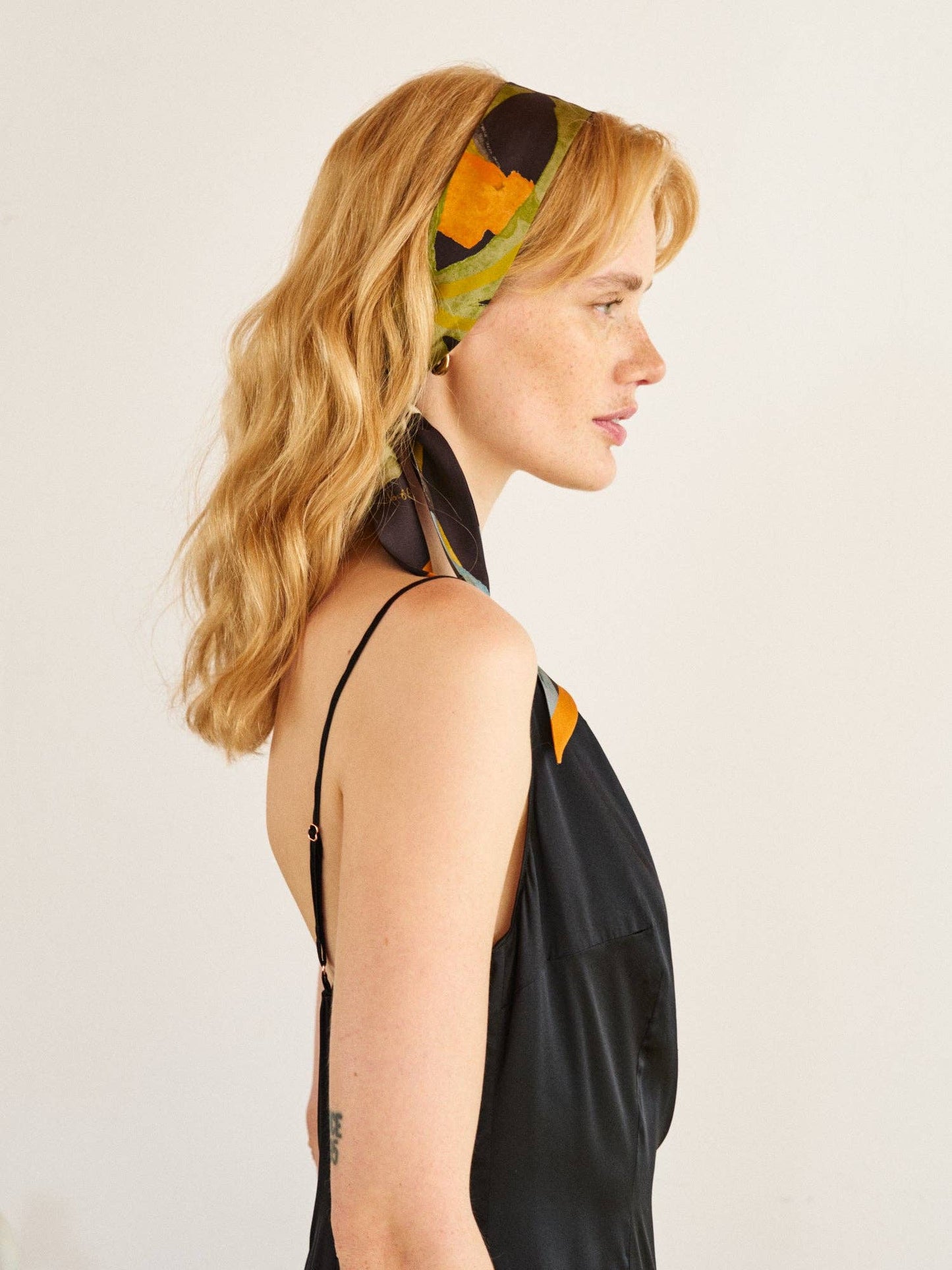"Ethereal Mirage" Silk Twill Skinny Scarf: Dark Brown