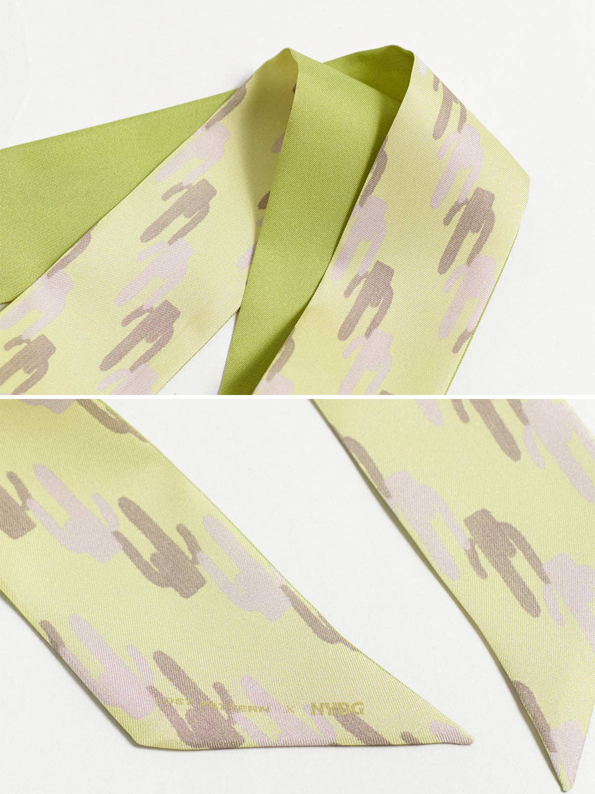 Lost Pattern x NYBG "Oasis Charms" Silk Skinny Scarf: Green