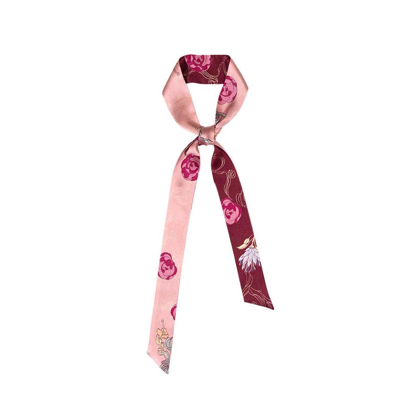 "Dream Hunter" Silk Skinny Scarf: Ruby Red