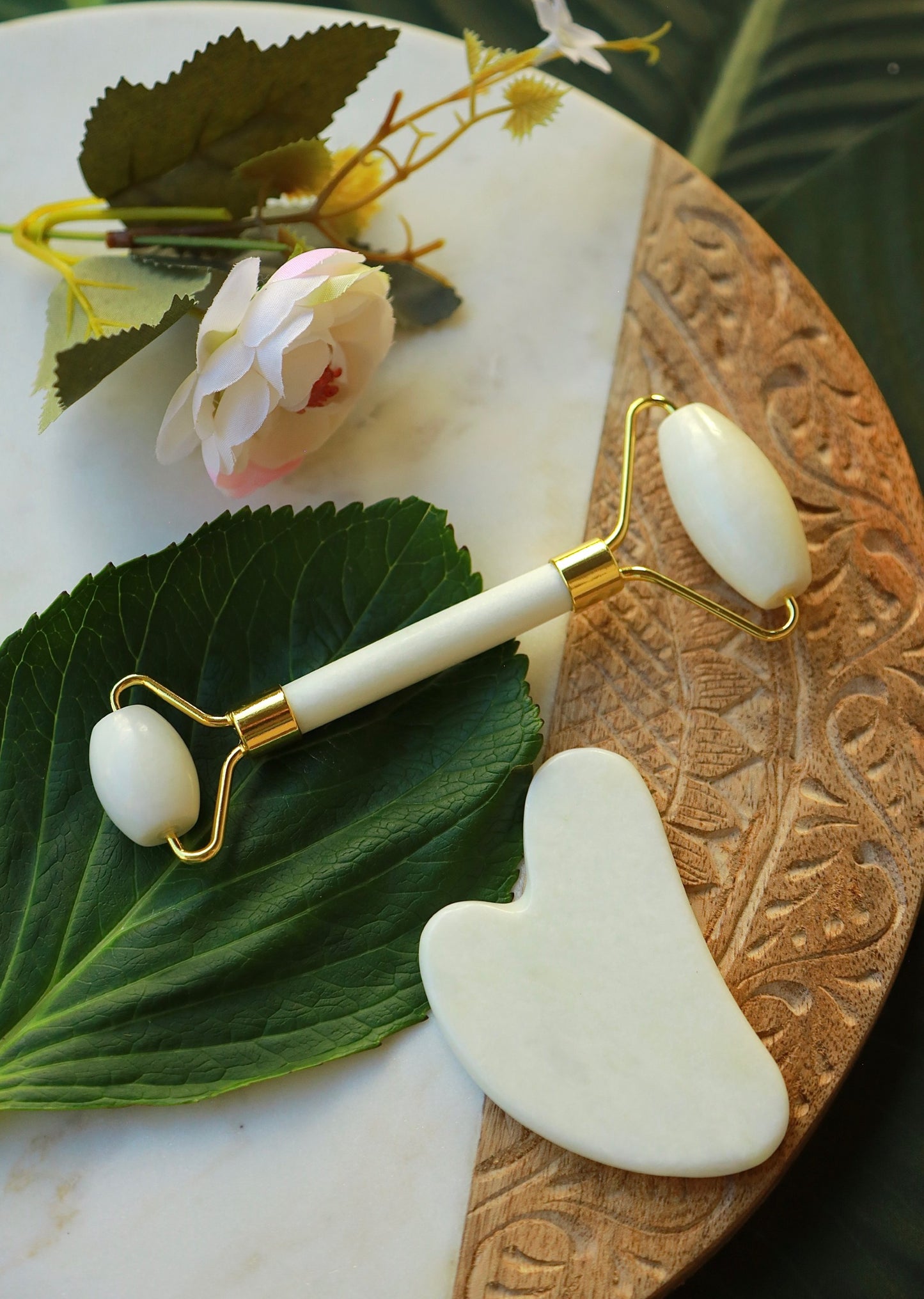 White Jade Roller & Gua Sha Set